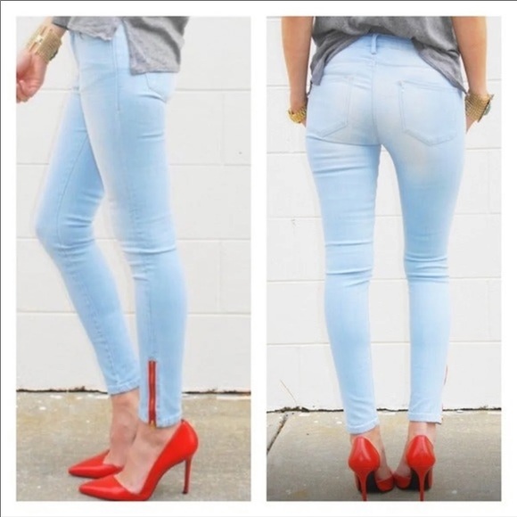 Etienne Marcel Denim - ETIENNE MARCEL skinny jeans ankle red zipper